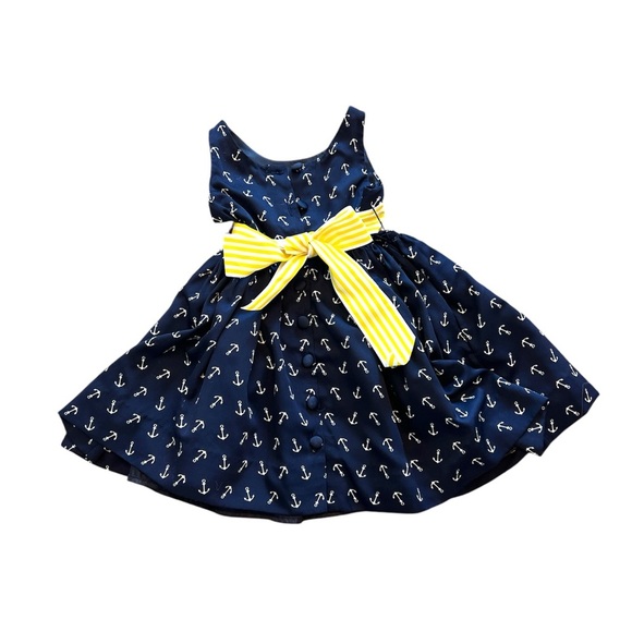 Ralph Lauren- blue label-Navy Dress with Yellow Bow2T - Picture 1 of 7